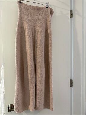 Wide-Leg Plush Lounge Pants in Taupe